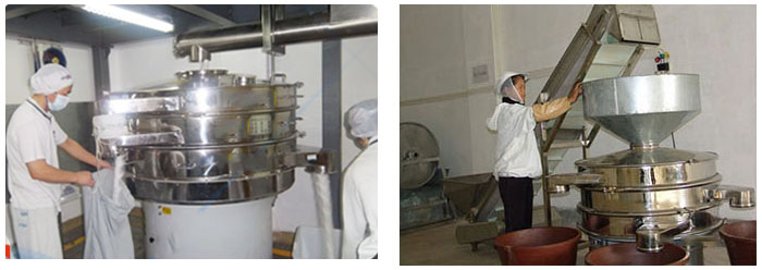 豆漿振動篩豆漿篩分現場圖展示。