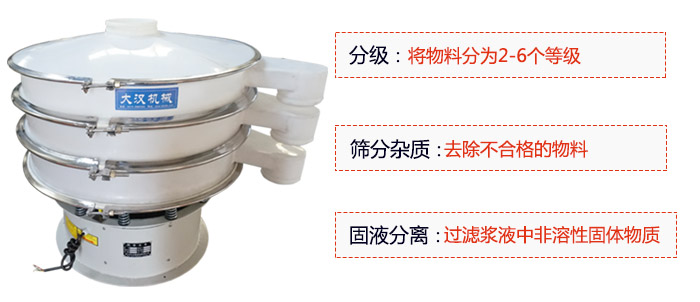 600型聚丙烯振動(dòng)篩優(yōu)勢:分級(jí):將物料京分為2-6個(gè)等級(jí)。篩分雜質(zhì):去除不合格的物料。固液分離:過濾漿液中非溶性固體物質(zhì)。